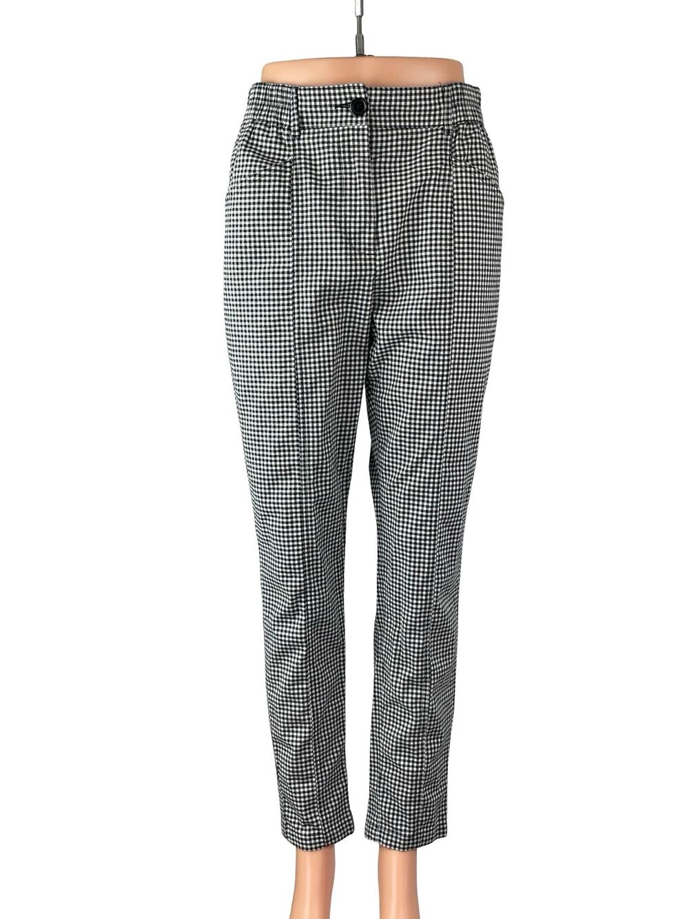 Urban Outfitters Womens Gingham Check Plaid Loose Tapered Trousers Dress Pants S